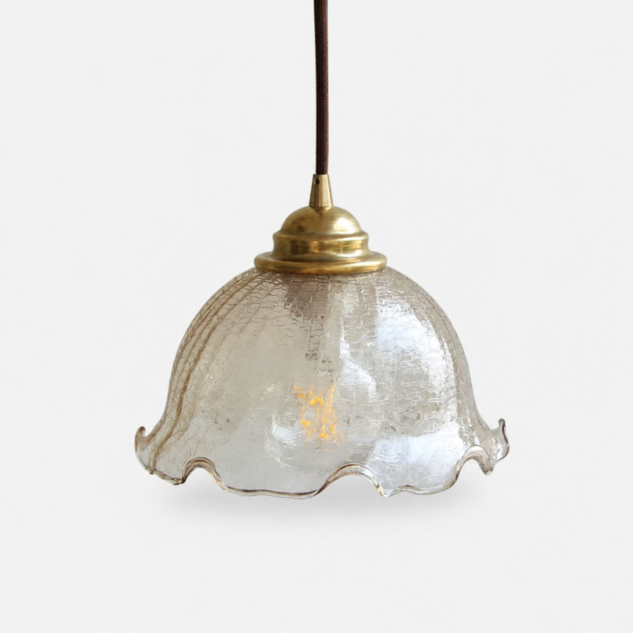 vintage brass pendant light with tea glass shade