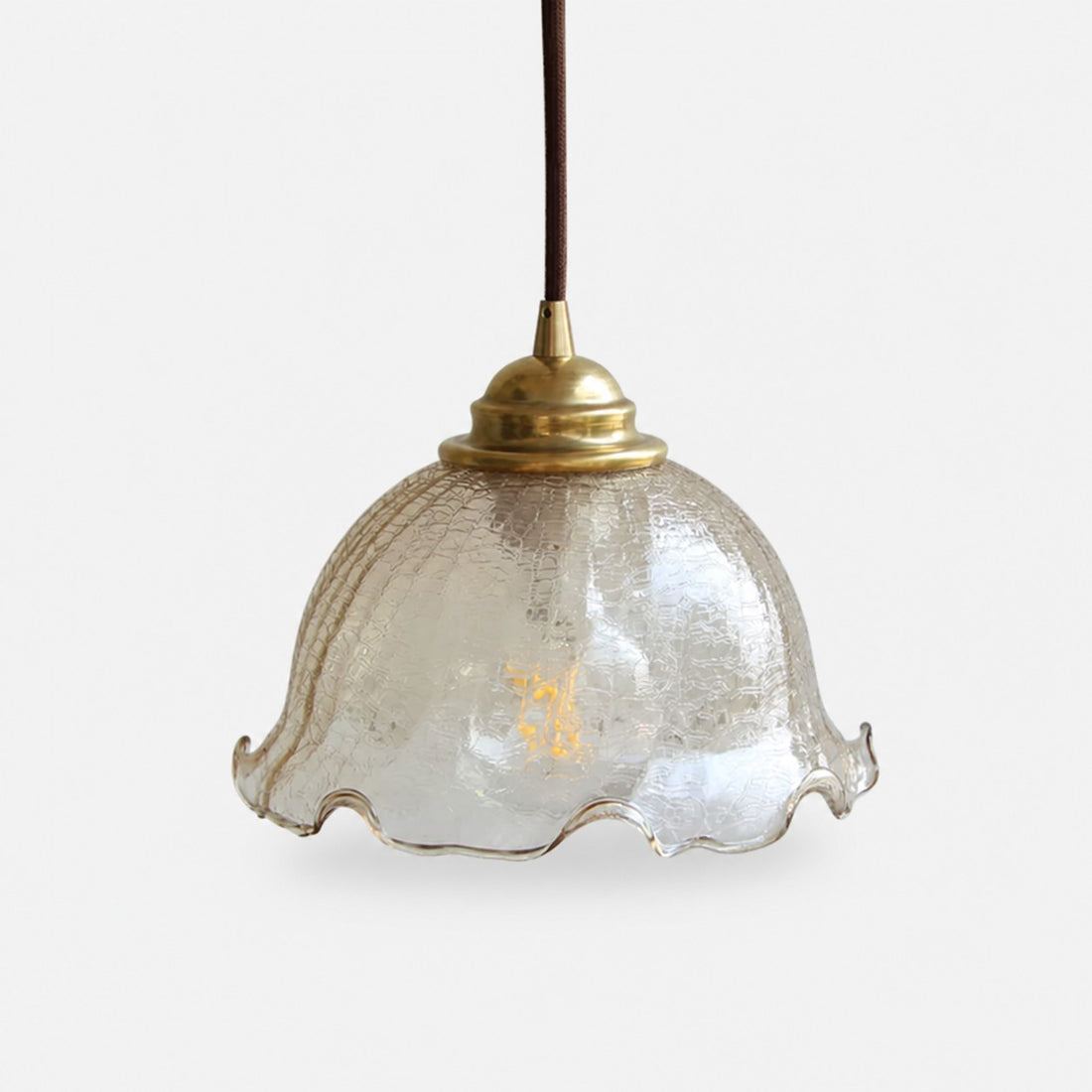 vintage brass pendant light with tea glass shade