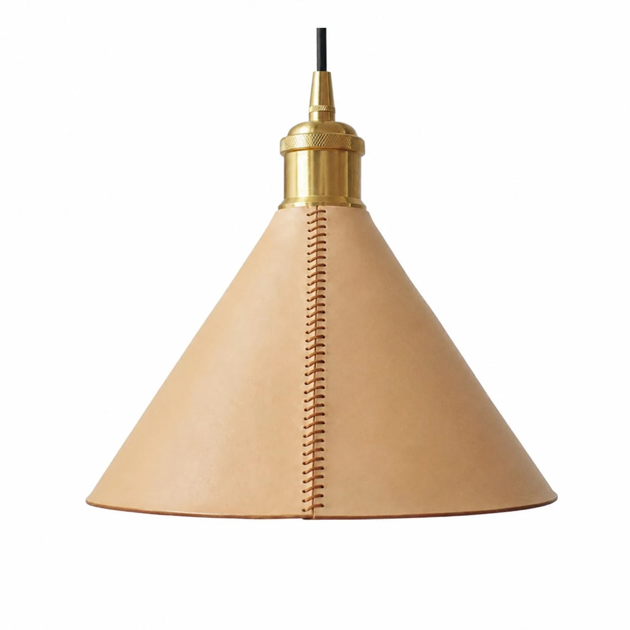 Leather cone pendant light clean shade SKU view