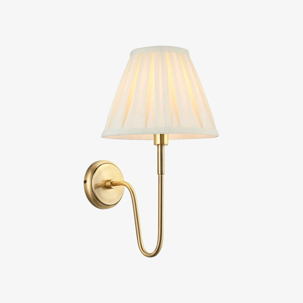 Ivoralux Tapered Fabric Wall Light – Modern Classic Curved Arm Sconce for Hallways or Bedrooms