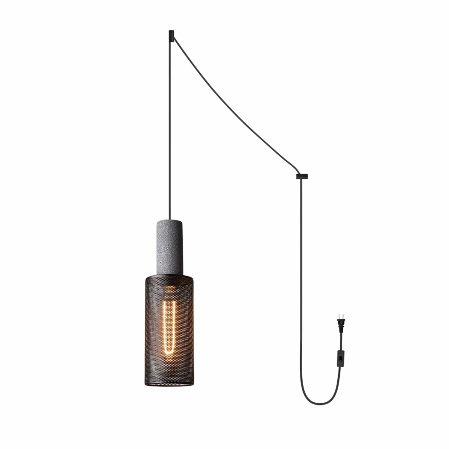 Perforated Iron Plug-In Pendant Light