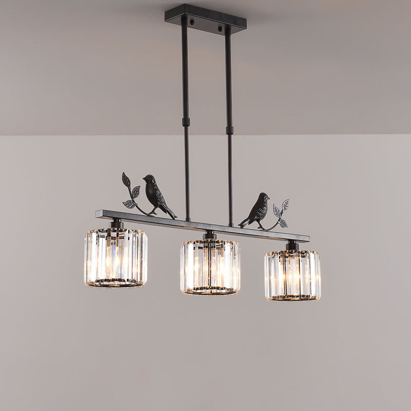 Crystal Island Pendant Light - Multi-Head Bird Theme Luxe Design