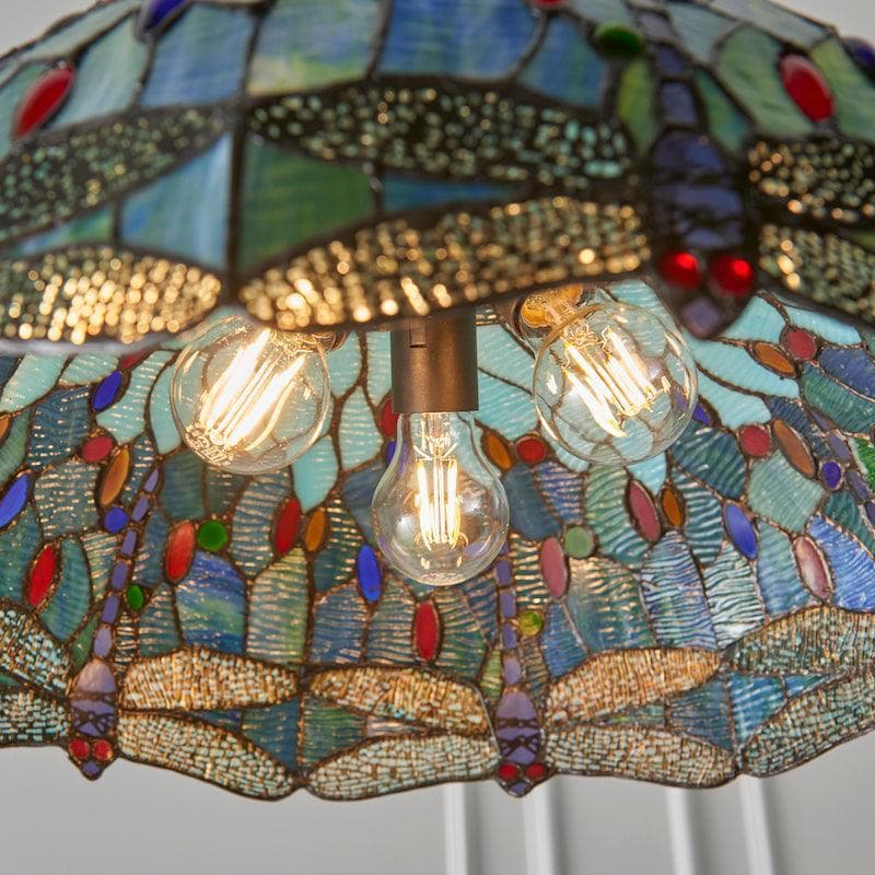 TF Dragonfly Tiffany Pendant Light – Art Nouveau Stained Glass Pendant for Living