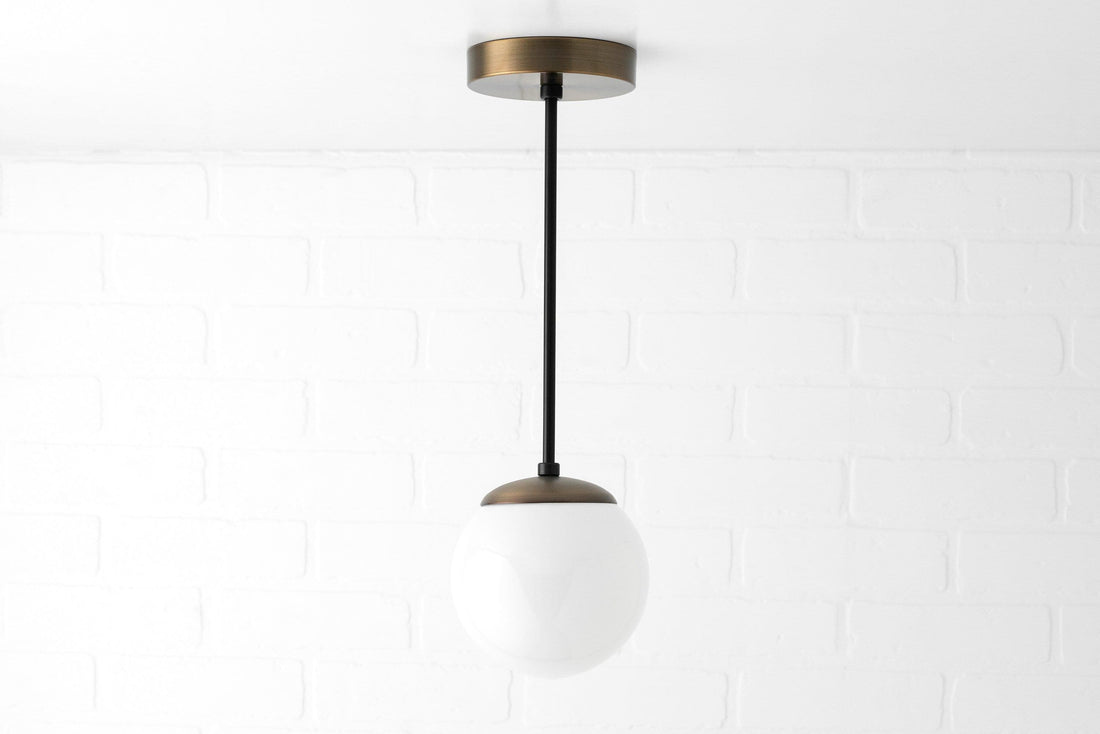 Glorica Glas Weiße Kugel Pendelleuchte - Mid Century Modern Glas Hängeleuchte