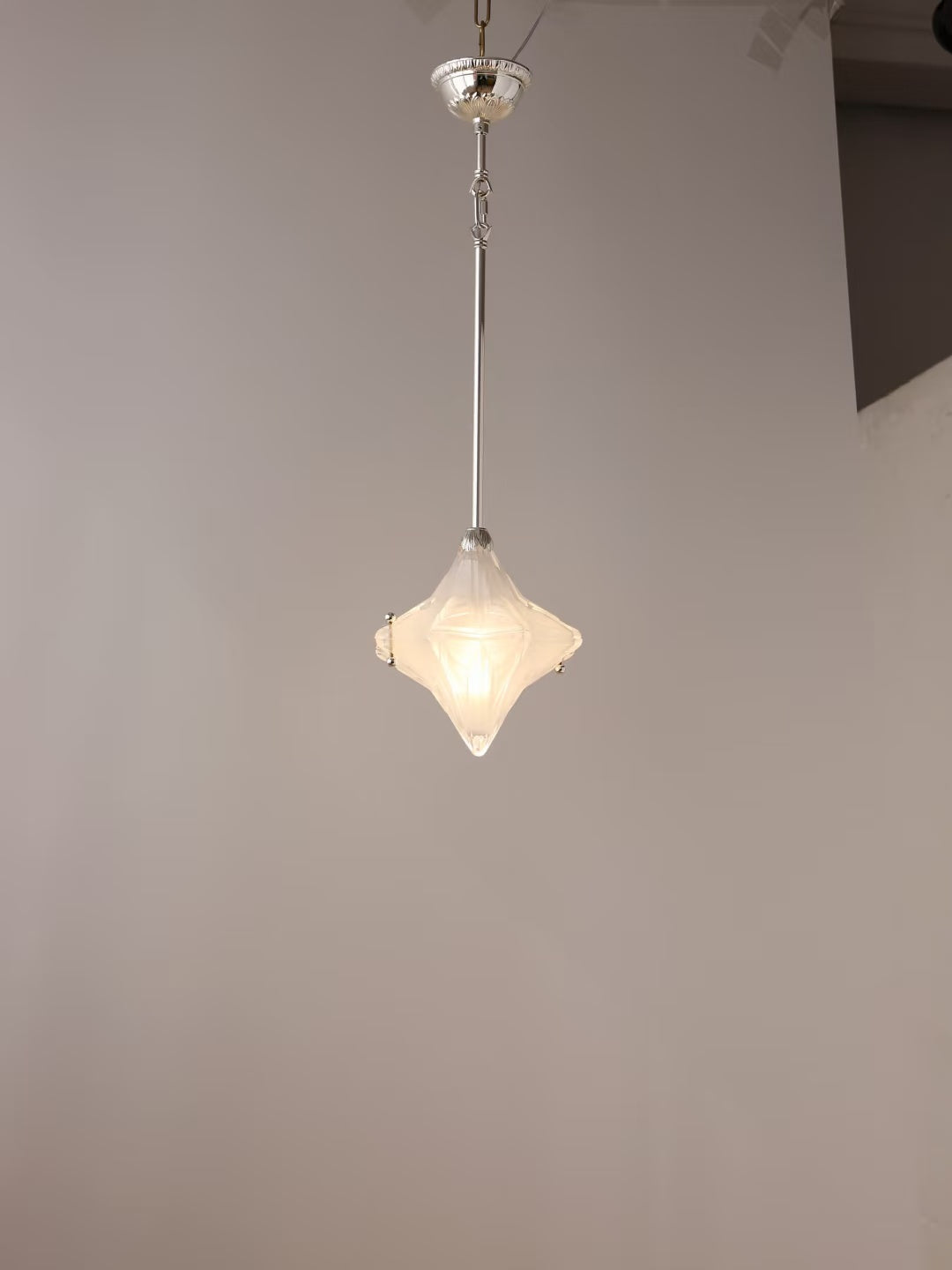 Art Deco Astris Elara Star Pendant Light - Frosted Glass Pendant with Geometric Style