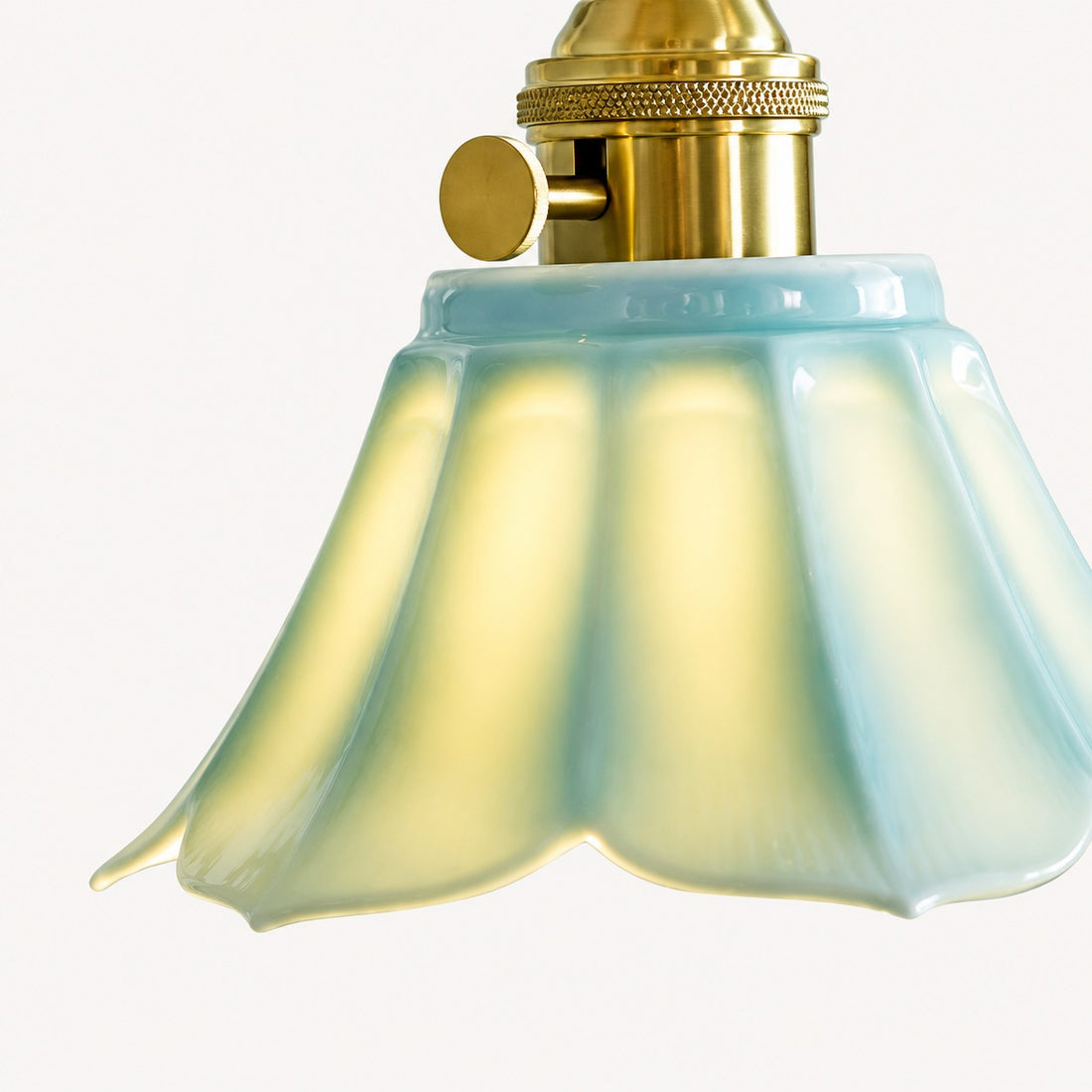 Cienax Petal Ceramic Wall Sconce with Colored Glazed Shade - Brass Accent Fixture for Bedside and Hallway