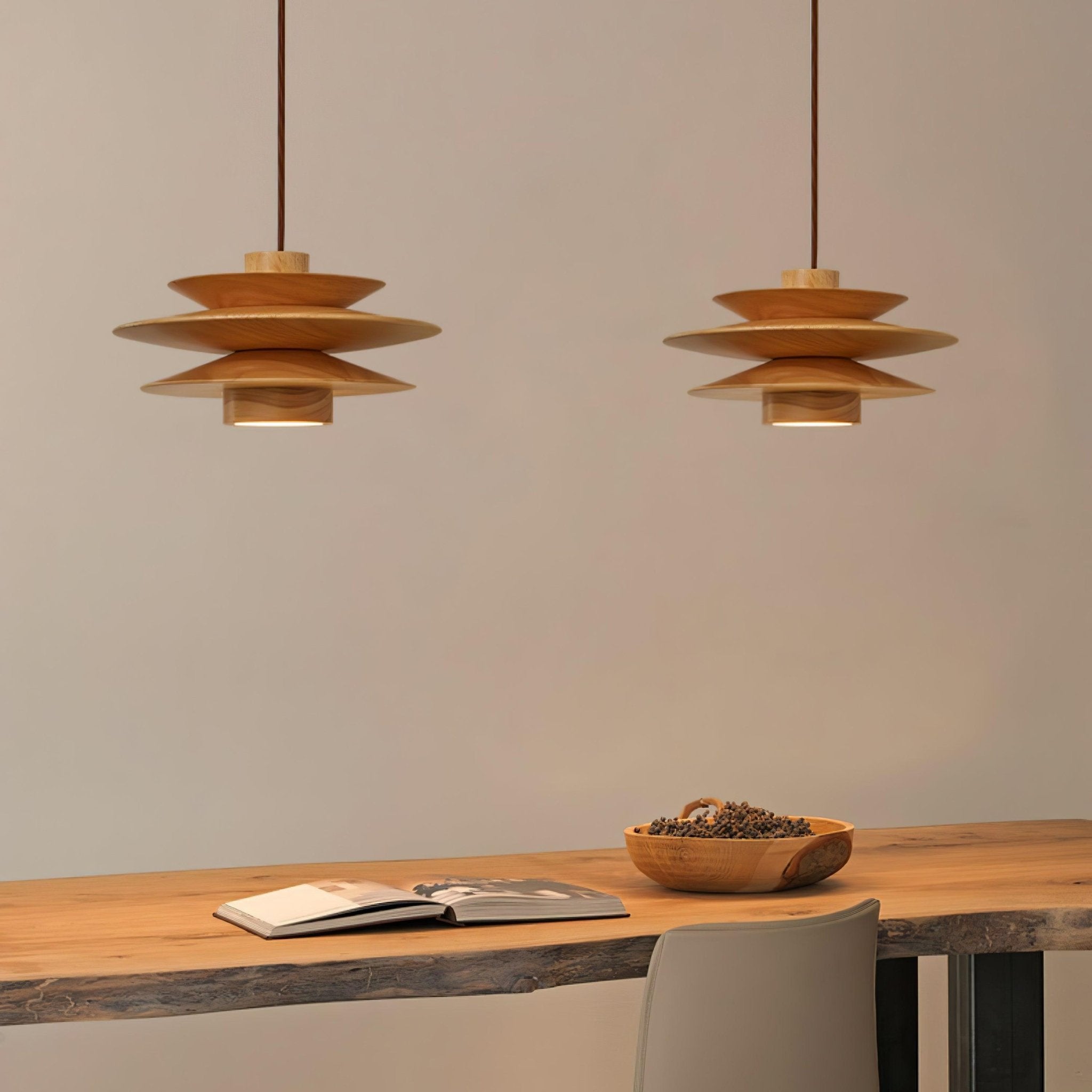 Layered Wood Plug-In Swag Pendant
