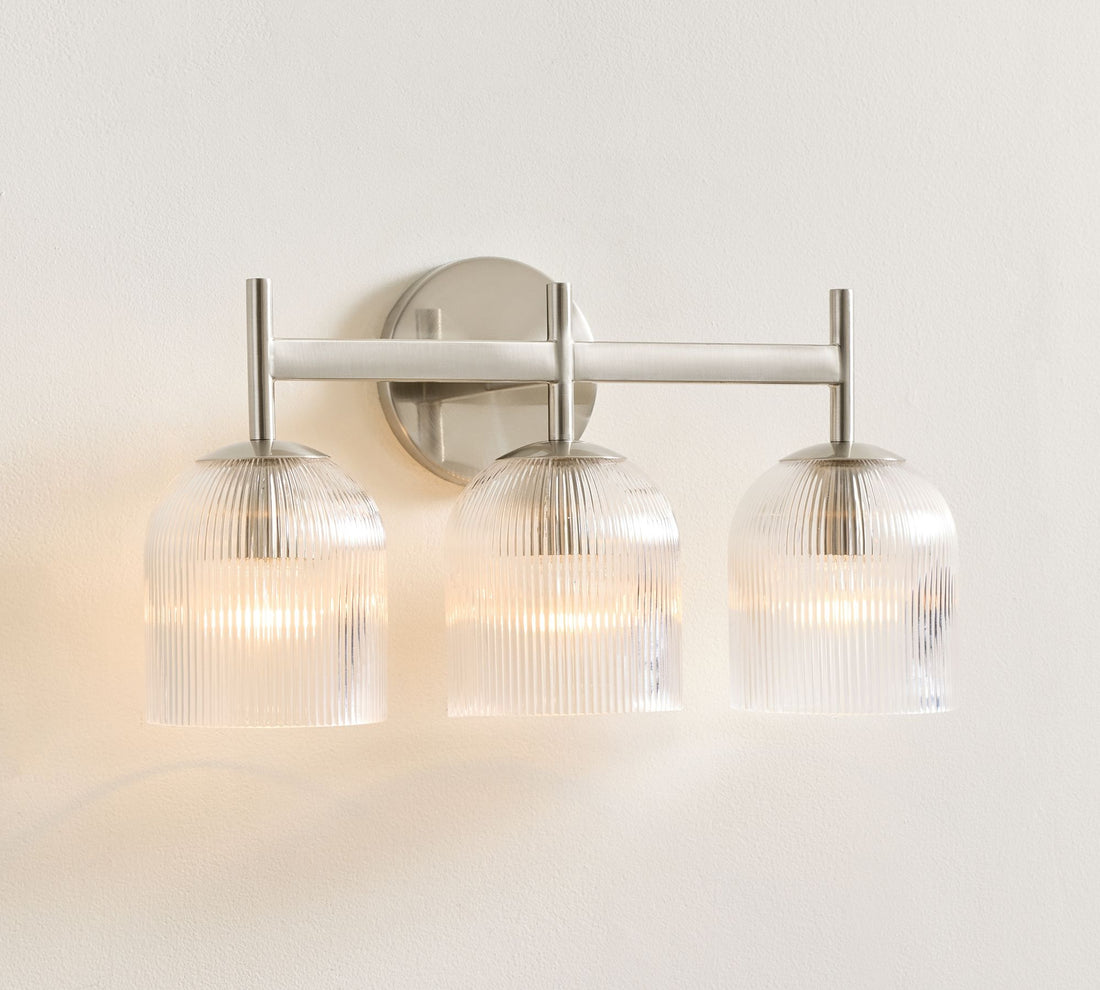 Bravira Ribbed Glass Sconce - Metal Wall Light with Clear Glass Shade