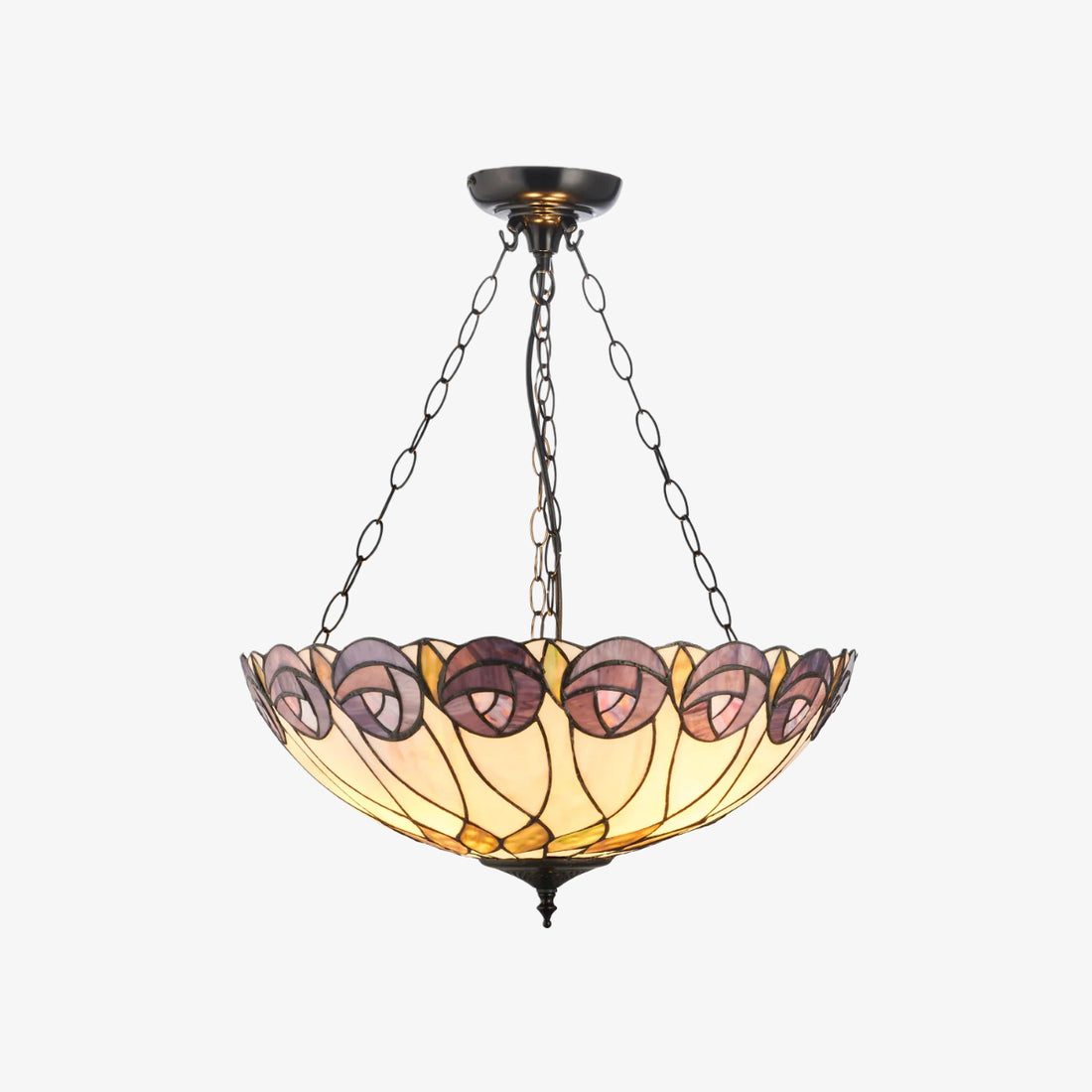 TF Hutchinson Tiffany Pendant - Inverted Art Glass Adjustable Pendant Light for Home