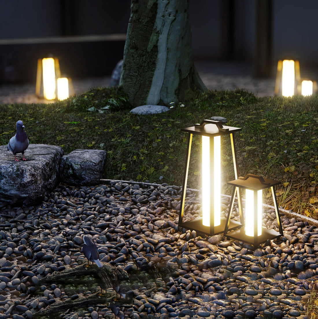 Acrylic Shade Light - Stainless Steel Portable Outdoor Lamp for Garden