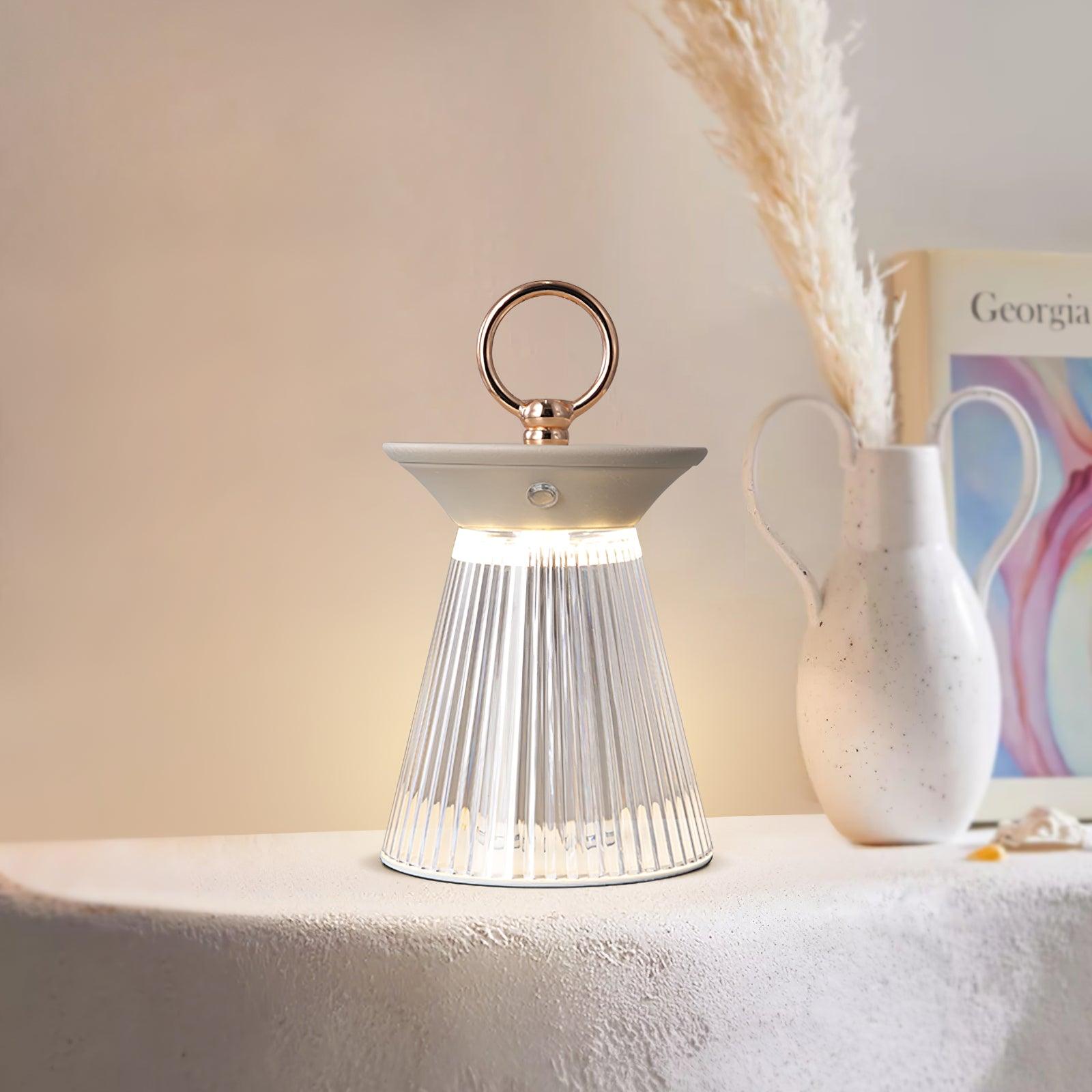 Gerippte Acryl-Tischlampe – USB-integriertes Batterielicht für Schlafzimmer