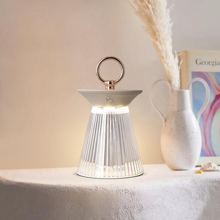 Gerippte Acryl-Tischlampe – USB-integriertes Batterielicht für Schlafzimmer