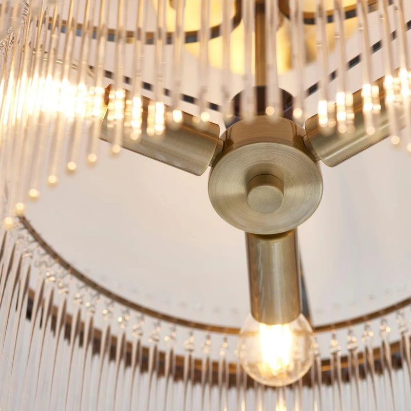 RibGlow Antique Brass 3-Light Ceiling Light with Clear Glass - Hallway or Bedroom