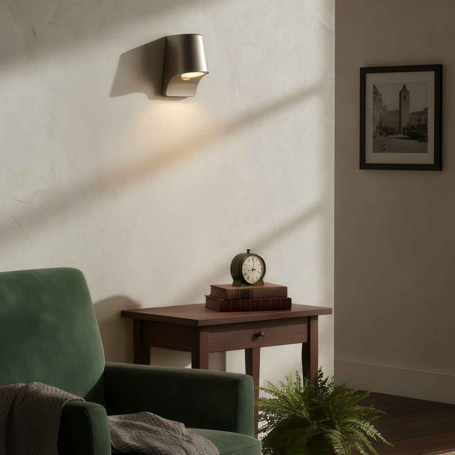 Rivathis Minimalist Metal Pewter Wall Lantern — Stylish Porch Fixture Ideal for Entry or Garden