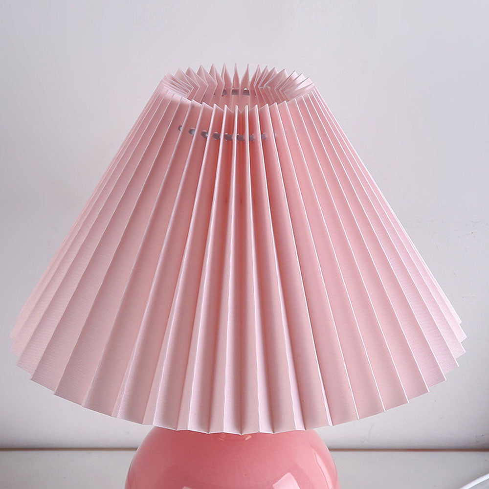 Modern Ceramic Table Light - Mini Fabric Pleated Lamp for Bedroom