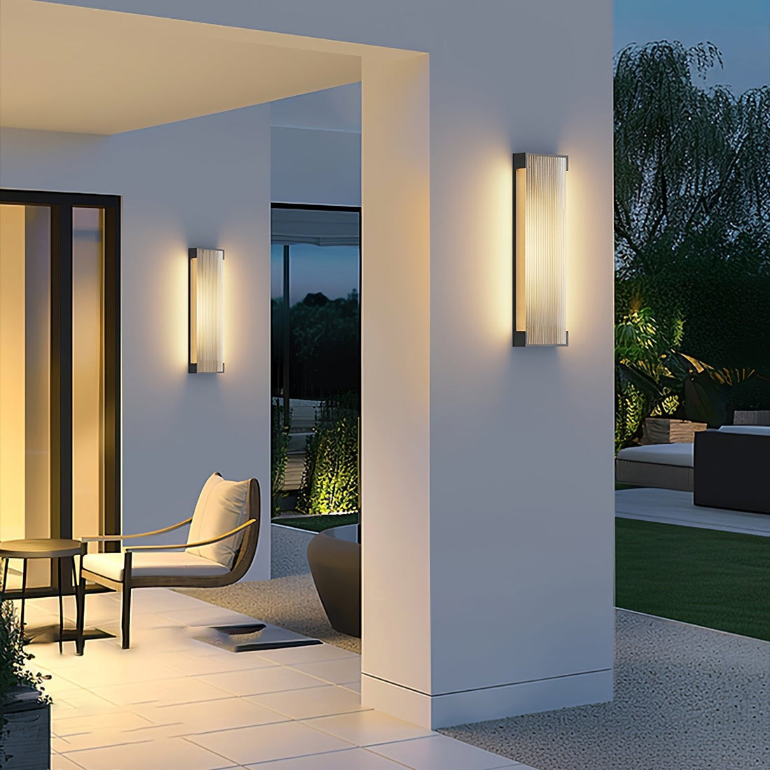 Rechteckige Außenwandleuchte - Moderne schwarze Lampe für Veranda &amp; Garten