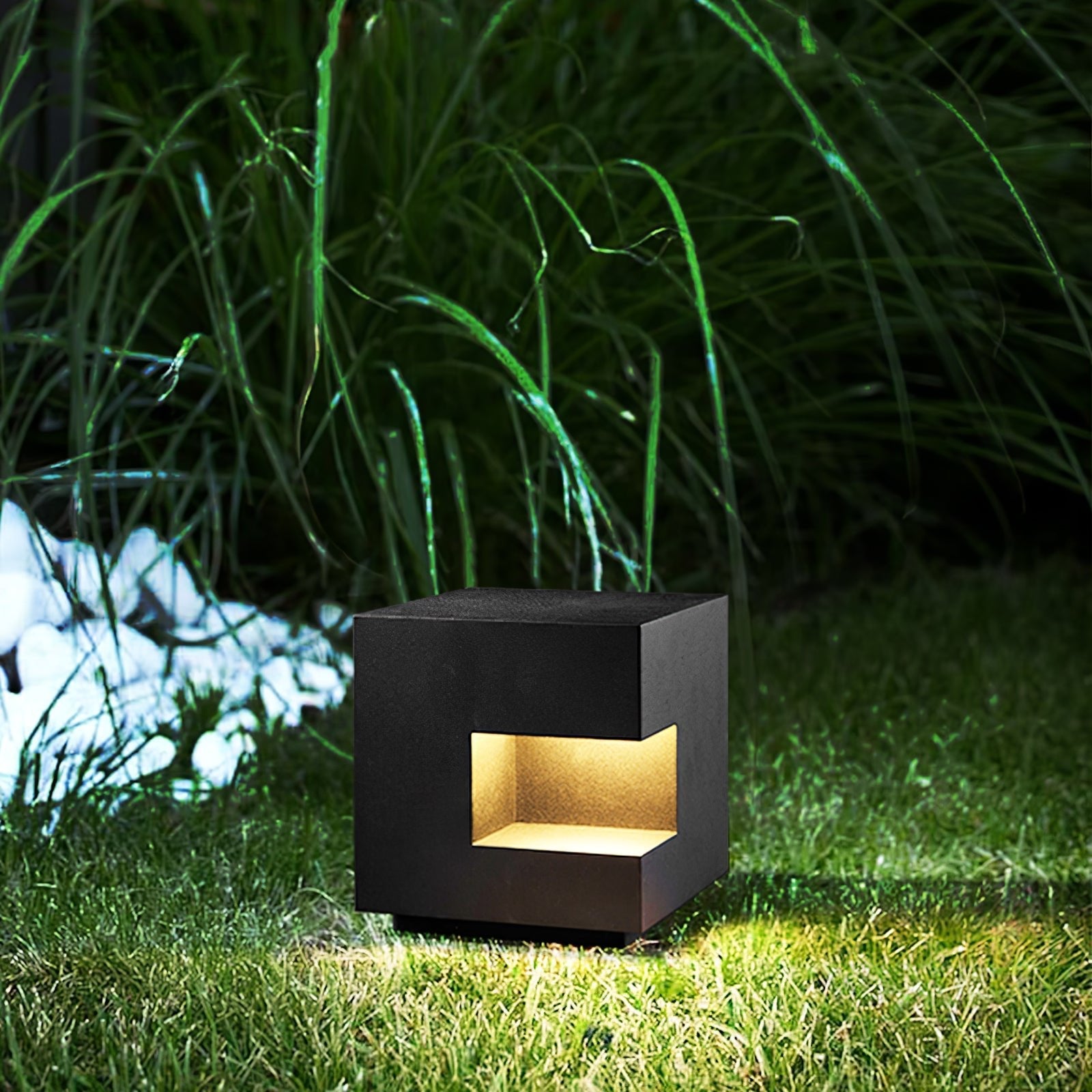 Cube Post Outdoor Light - Cube Outdoor Lamp Great for Courtyards