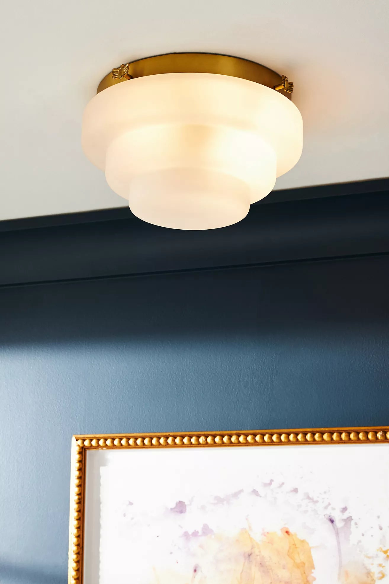 Capigia Glass Metal Flush Mount Ceiling Light - Modern Fixture for Bedroom or Hallway