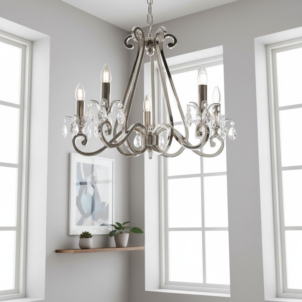 Talonis Crystal Chandelier - Traditional Candle-Style Brass and Nickel for Living Room and Dining Room