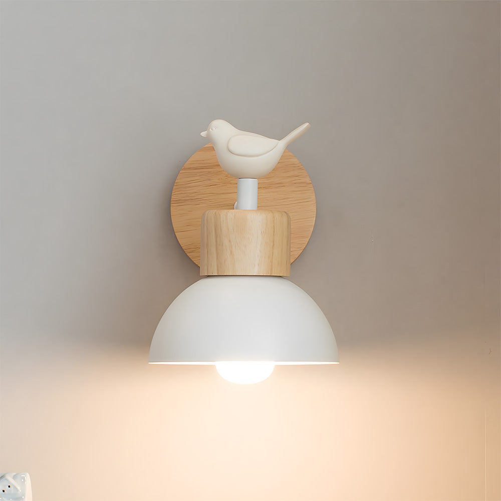 Modern Wooden Wall Light - Semicircular lampshade Fixture for Bedroom