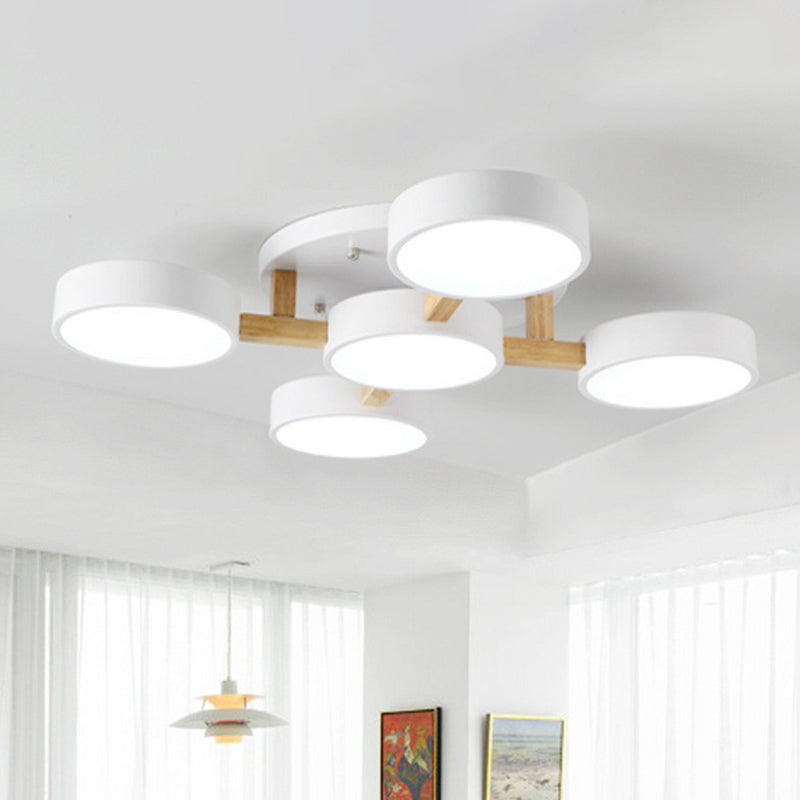 LED Ceiling Light – Modern Iron Wood Fixture for Bedroom Ambiance