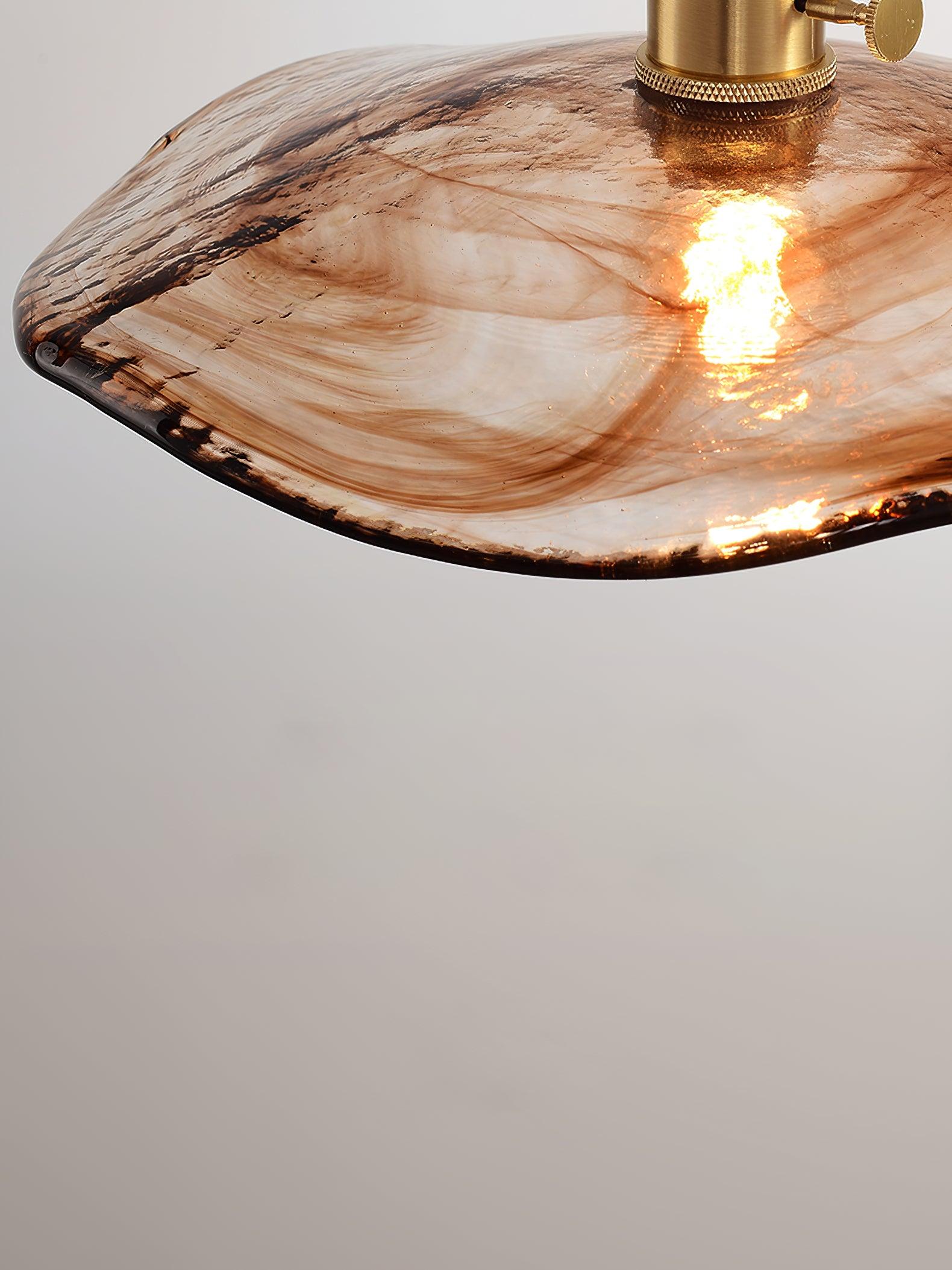 Amber Floral Glass Brass Swag Pendant