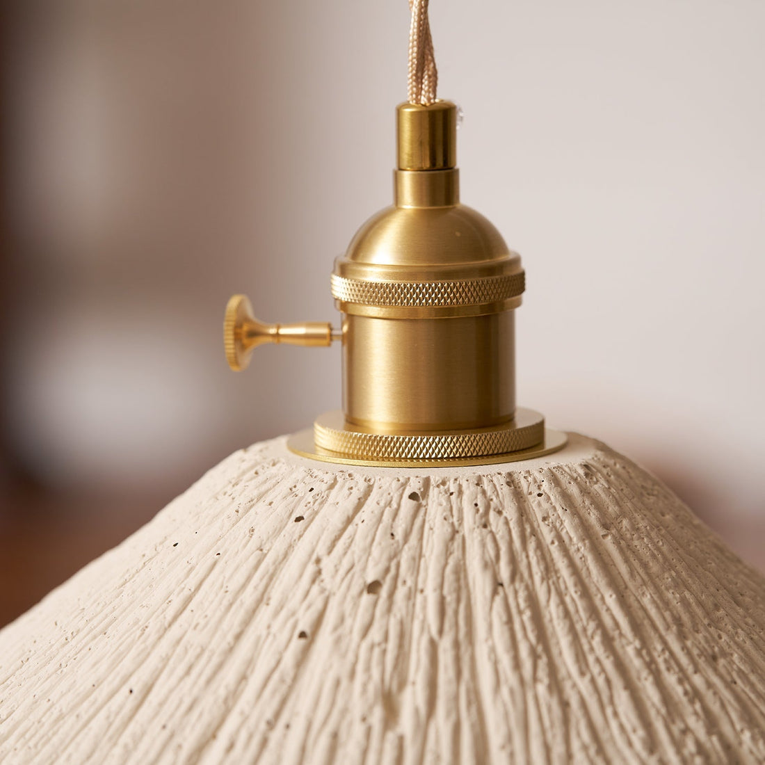 Textured Cement Gold Plug-In Swag Pendant