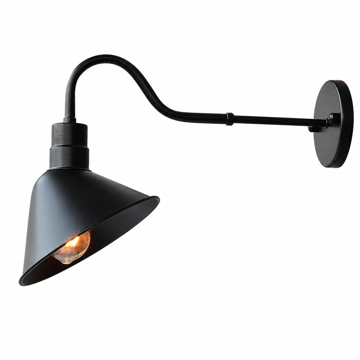 Cone shade outdoor wall sconce in black finish