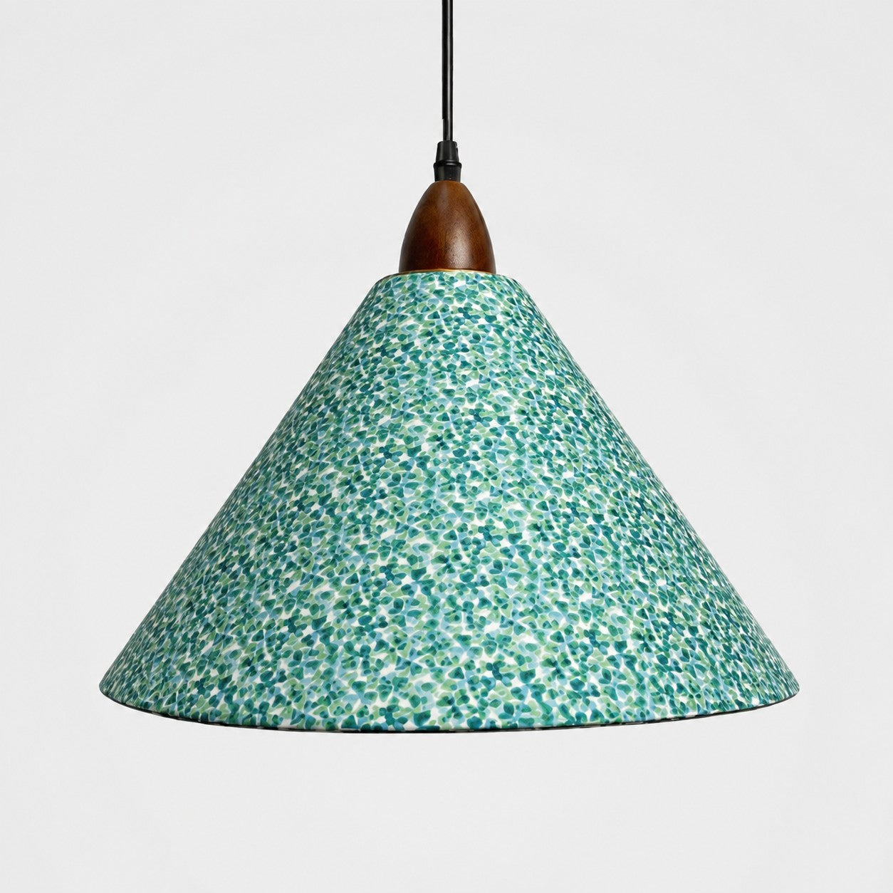 Large clover floral cone pendant light front view