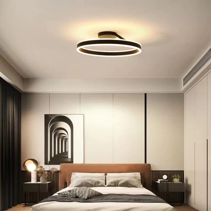 Metal Circle Ceiling Light - Minimalist LED Lamp for Living Room