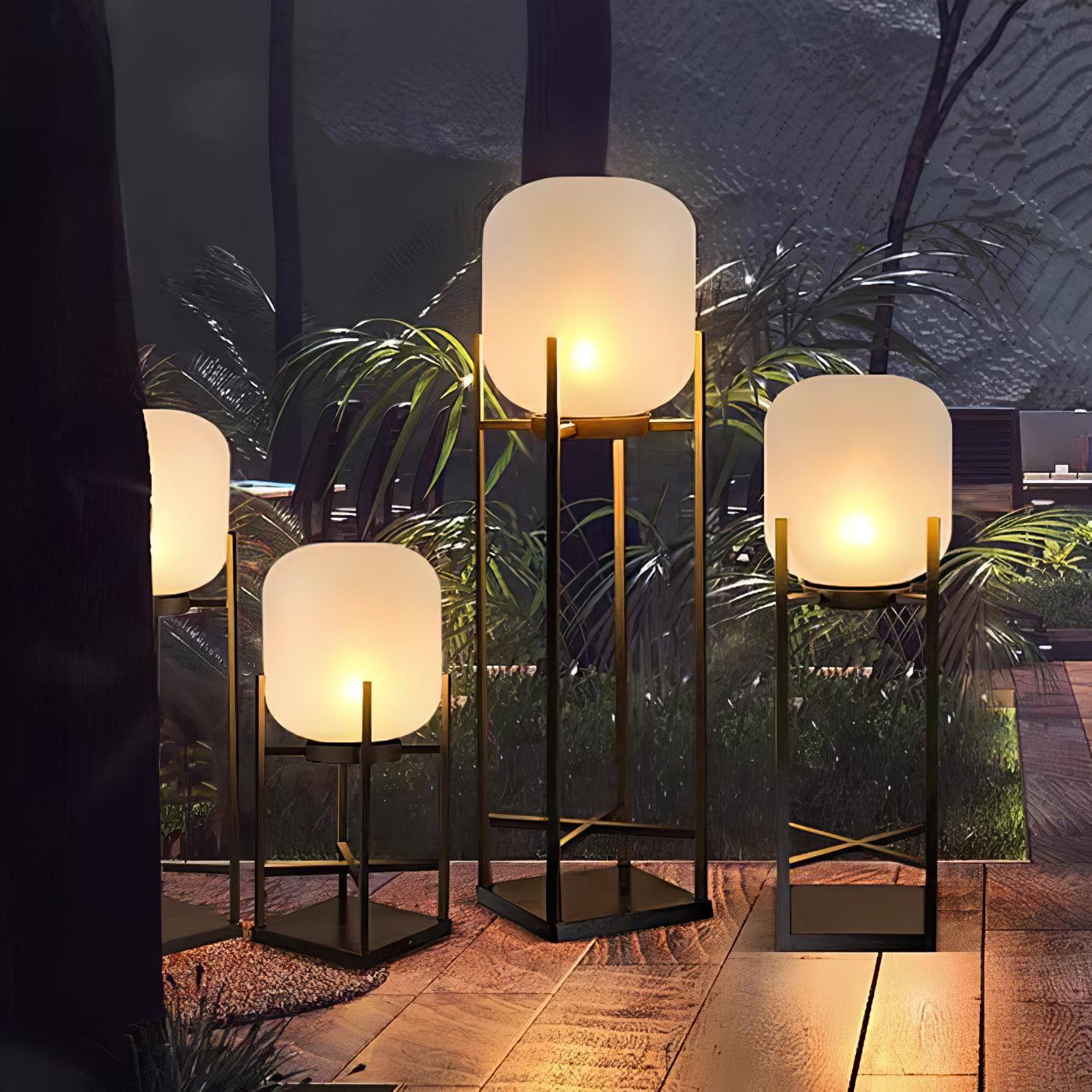 Lantern Floor Lamp - Solar LED Light for Garden, Patio & Outdoor Pathway