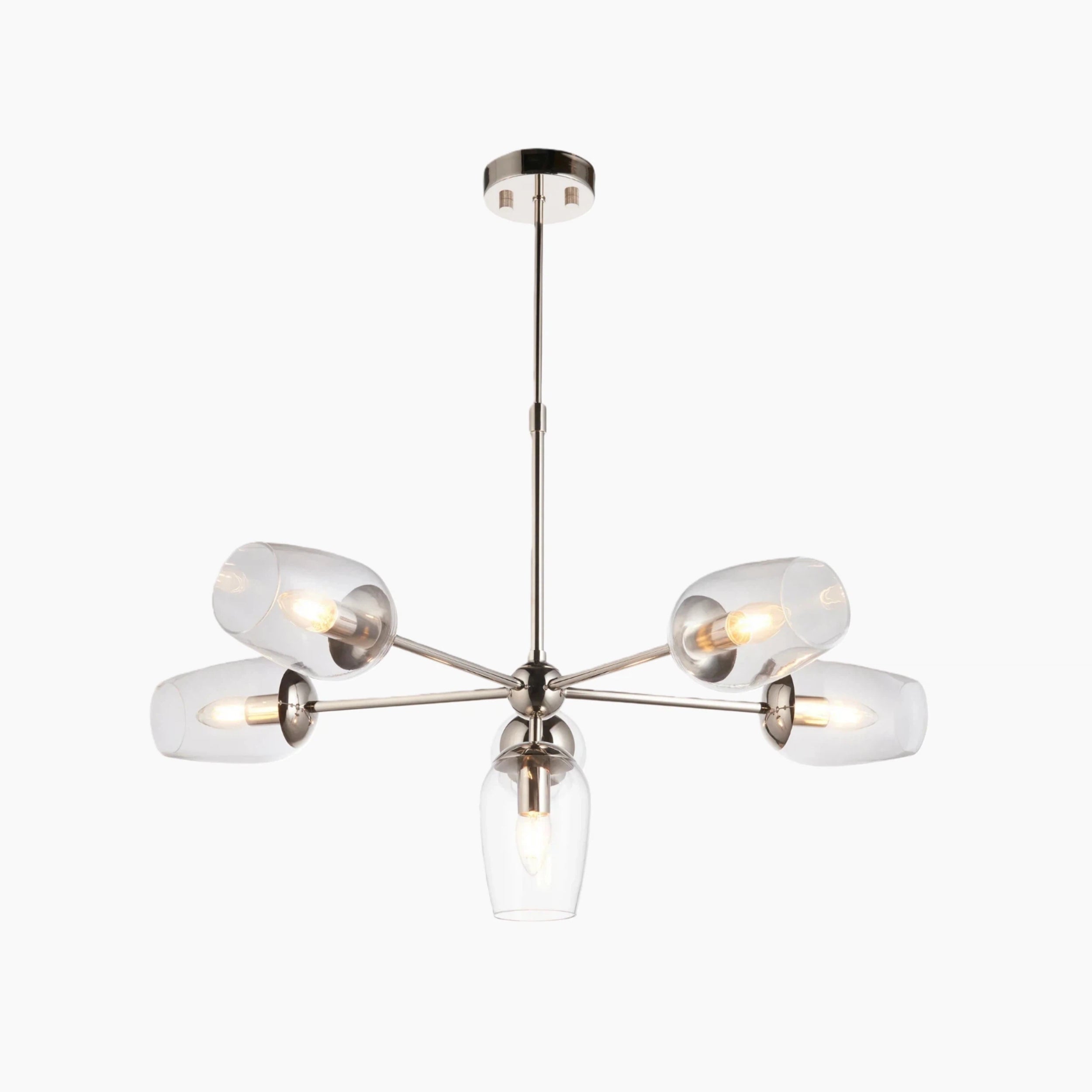 Serion Glass 6-Light Pendant Light - Modern Pendant with Clear Glass Shades for Living Room
