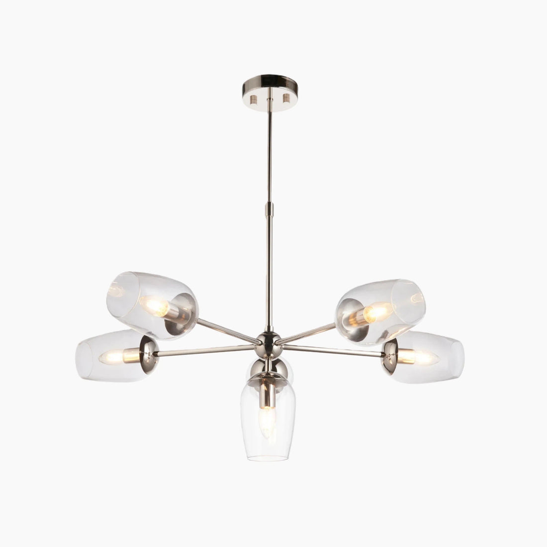 Serion Glass 6-Light Pendant Light - Modern Pendant with Clear Glass Shades for Living Room