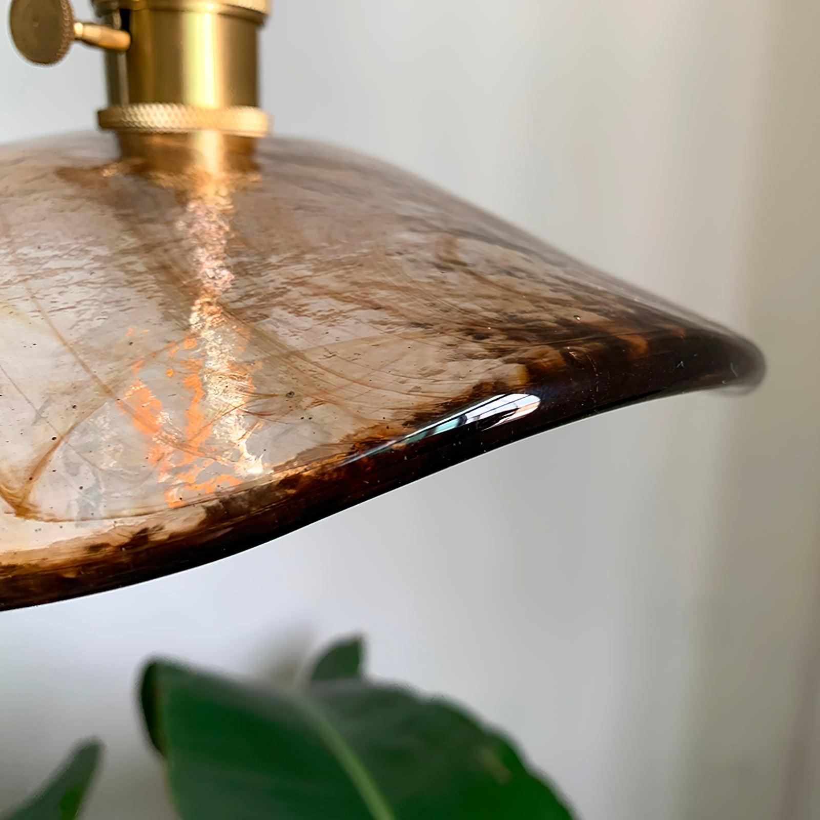 Amber Floral Glass Brass Swag Pendant