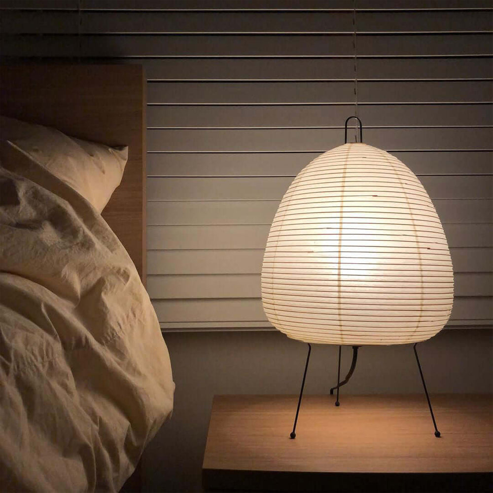 Japanisch inspirierte Papiertischlampe – Maulbeerpapierlampe fürs Schlafzimmer