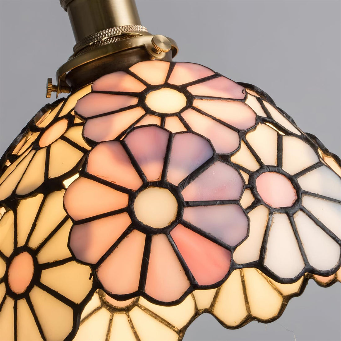 Brass Stained Glass Plug-In Pendant