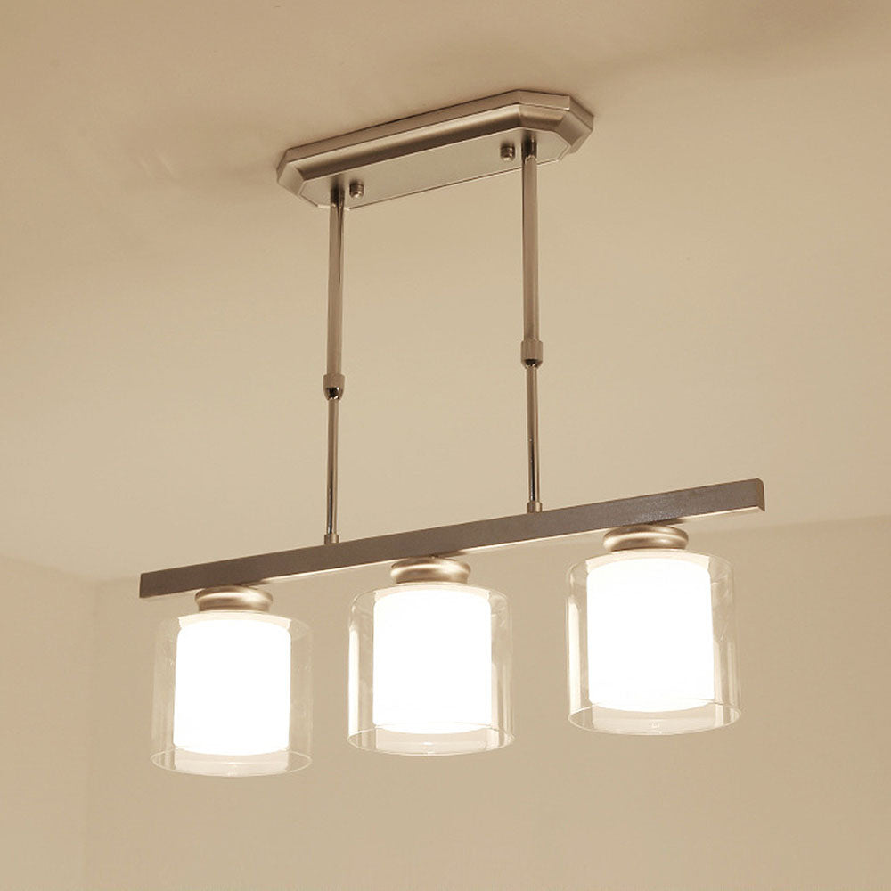 Kitchen Island Pendant Light - Modern Adjustable Height Glass Lighting