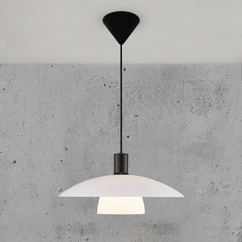 Modern White Glass Pendant Lights - Frosted Design for Living Room