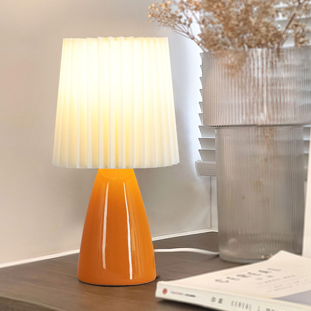 Modern Mini Table Lamp - Simple Fabric Shade with Metal Base