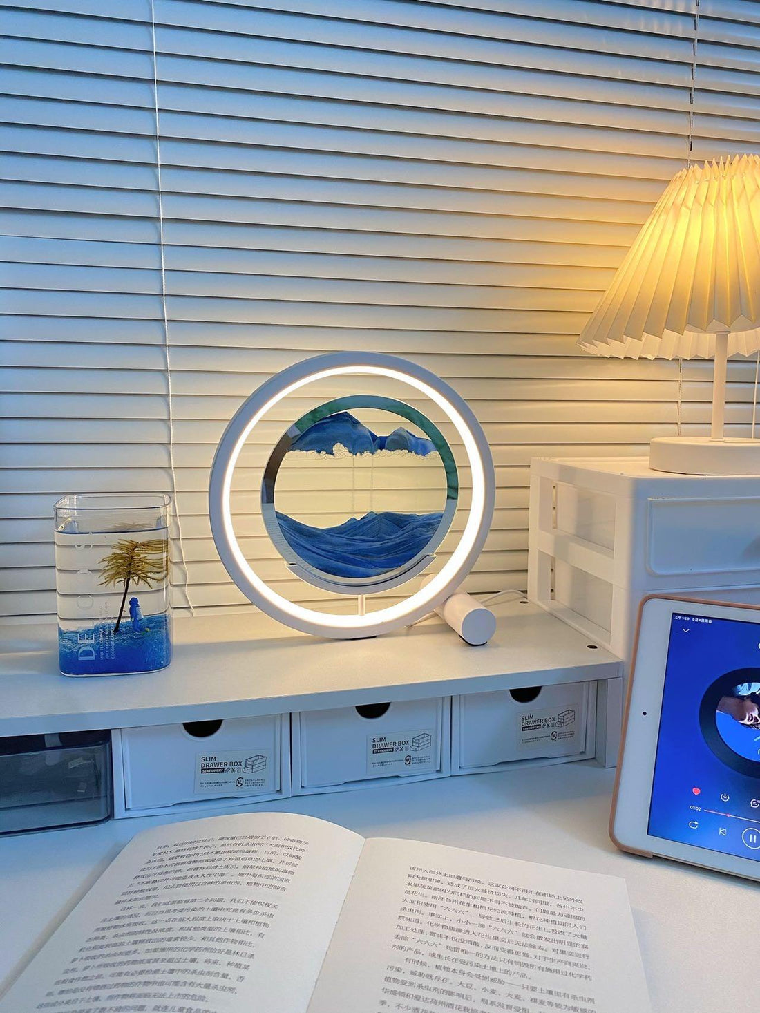 Entspannende Sand-Tischlampe – fließendes Sandlicht für Schlafzimmer und Büro