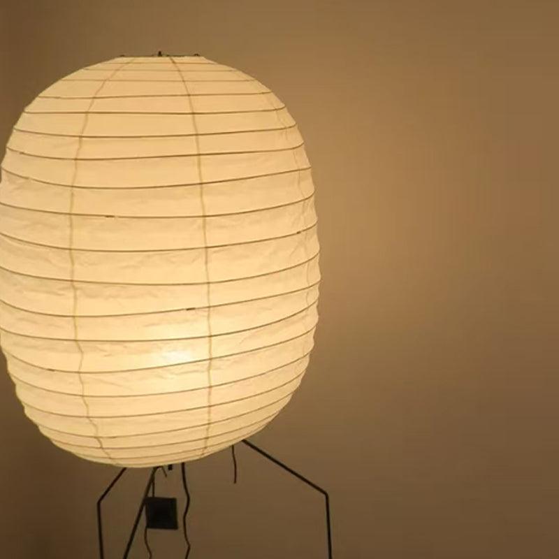 Rice Paper Lantern Floor Lamp - Contemporary Oval Lamp for Entryway