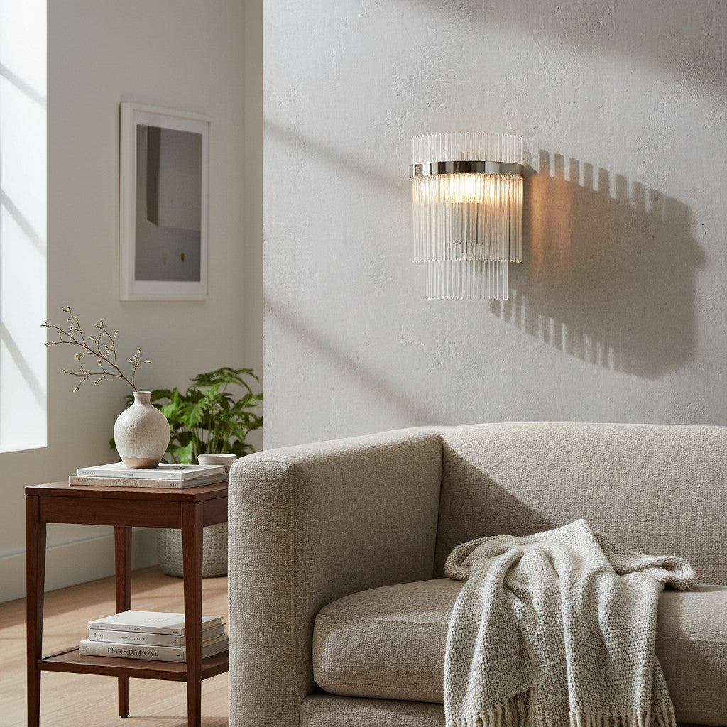 RibGlow Minimalist Glass Rod Wall Light - Elegant Accent Sconce for Home