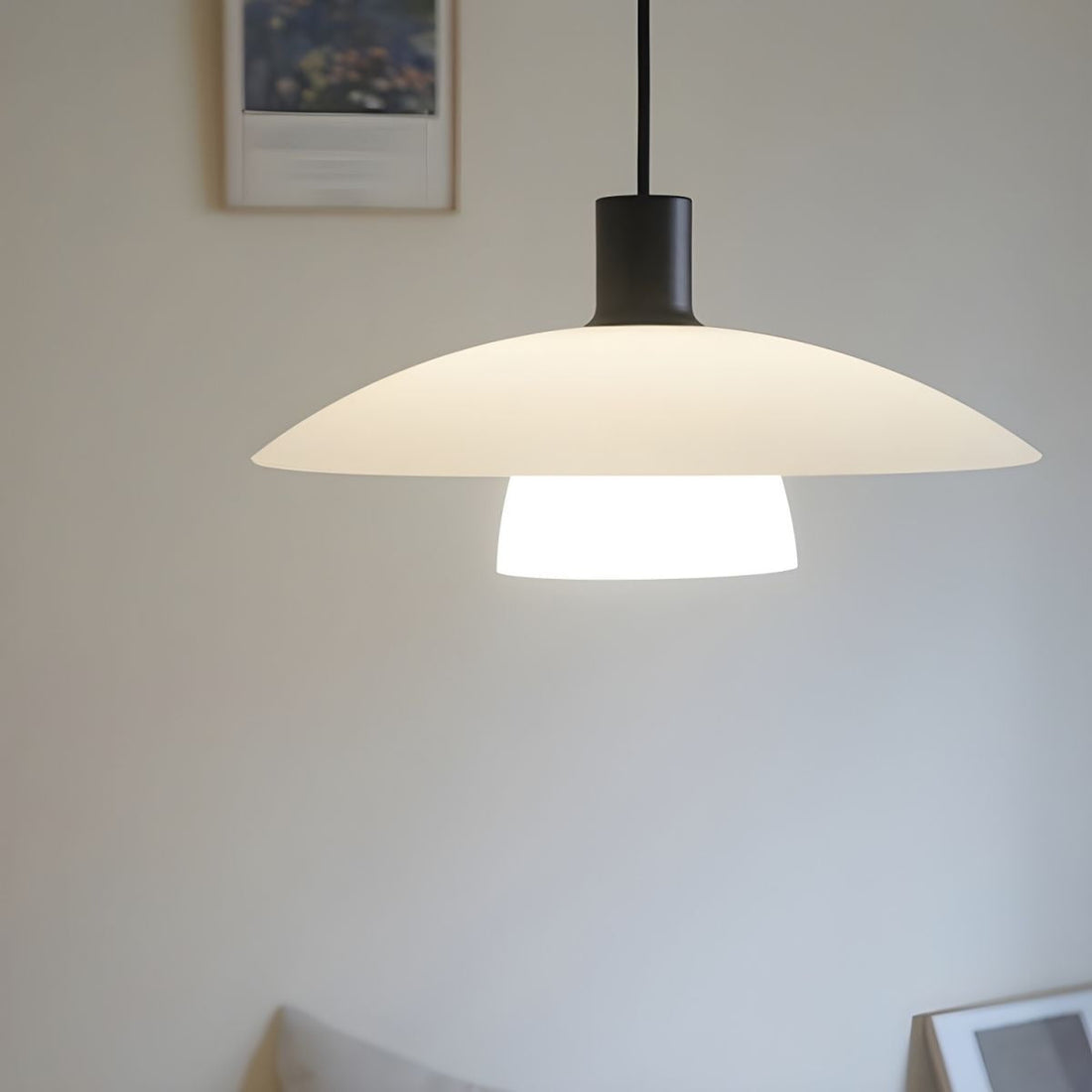 Modern White Glass Pendant Lights - Frosted Design for Living Room