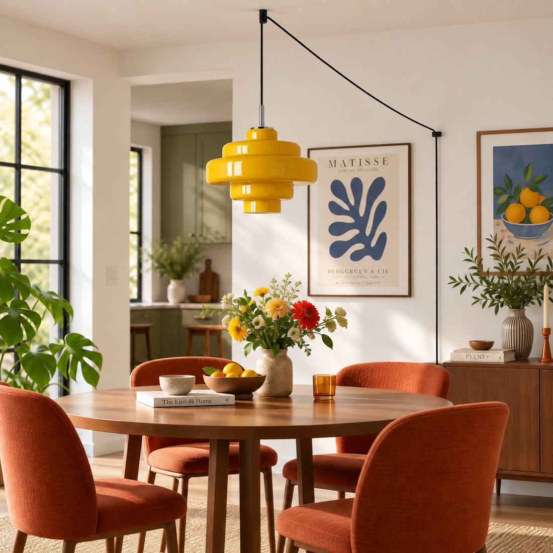 Koloro Millie Glas-Pendelleuchte mit Stecker - Retro-Pendelleuchte in bunten Farben für moderne Innenräume