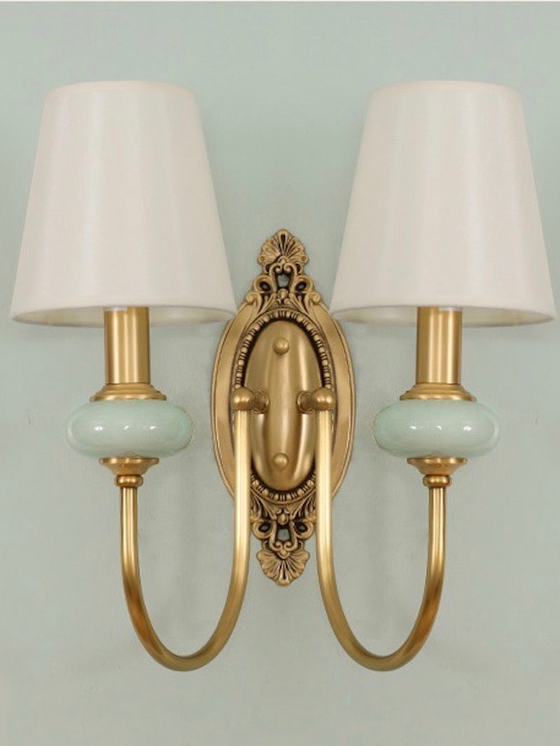 Classic Fabric Shade Sconce - Ceramic Wall Light for Hallway or Bedroom