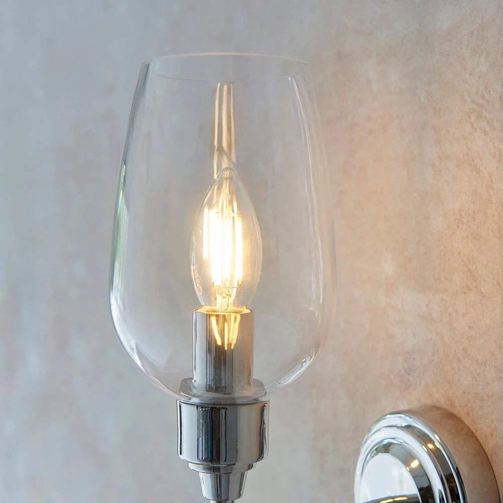 Clarione Art Deco Wall Light with Clear Glass Shade – Modern Metal Design for Hallways