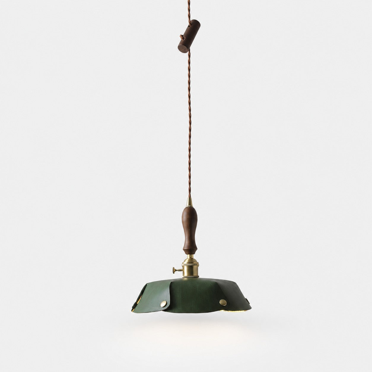 Single Pendant Deep Green Leather Shade Dia. 30 cm / 11.8 in