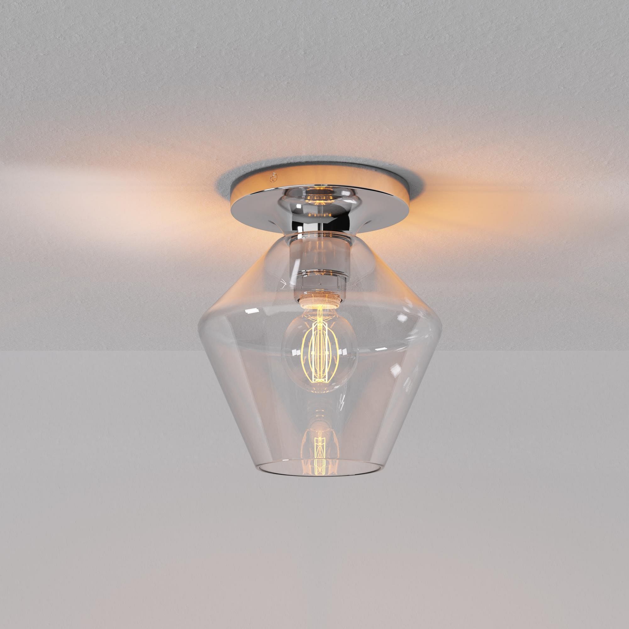 Merin Minimalist Sleek Geometric Glass Flushmount Light