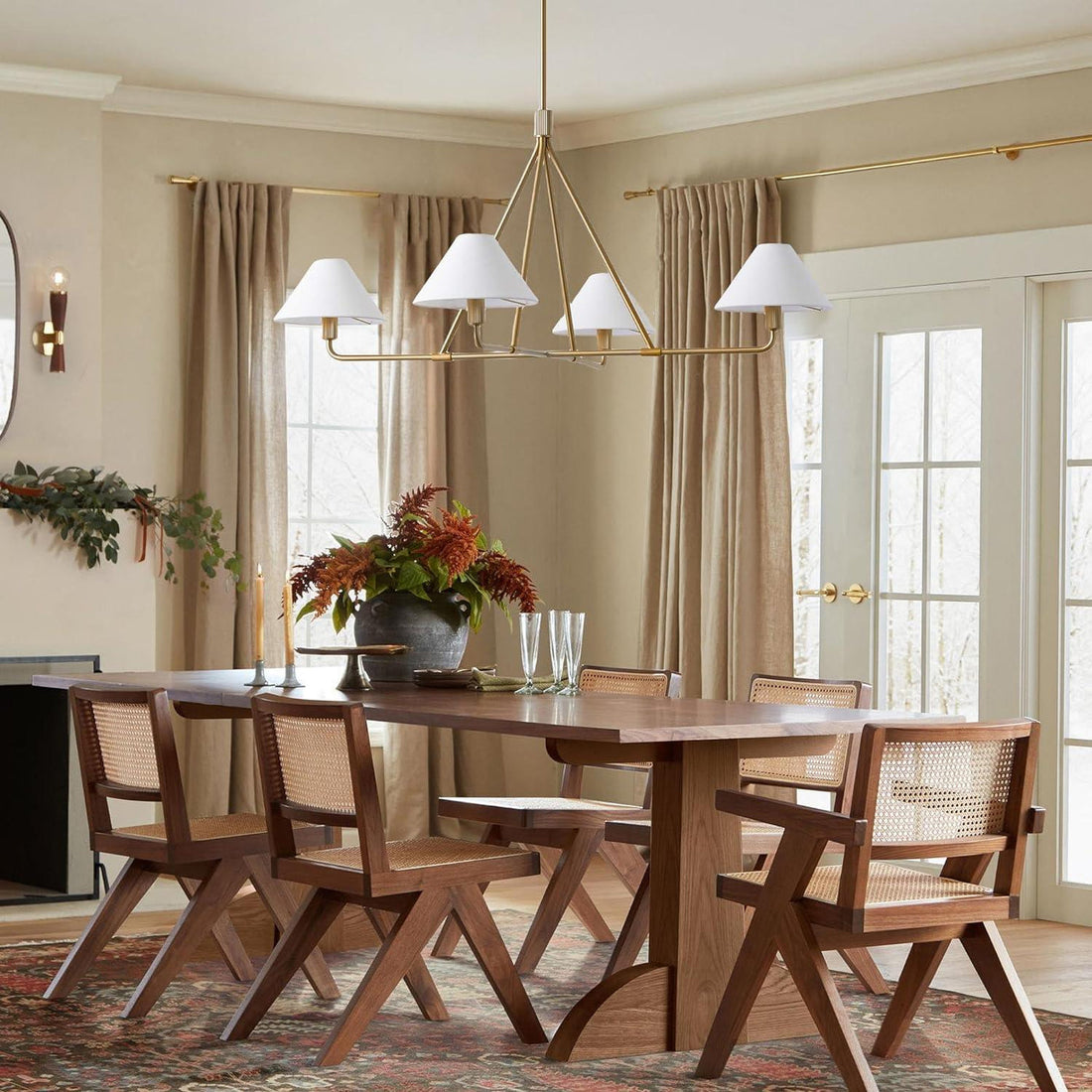 Diora Chandelier - Modern Metal Fixture with Linen Shades