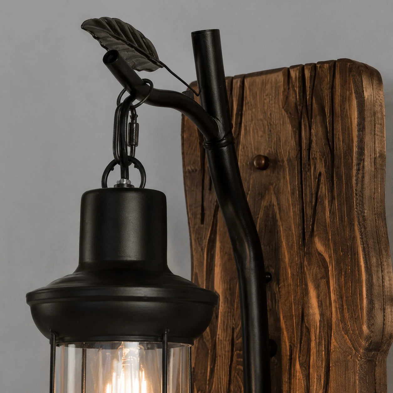 Driftwood and Metal Lantern Detail
